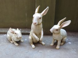 FIBER WHITE Rabbit Sculpture, for Exterior Decor