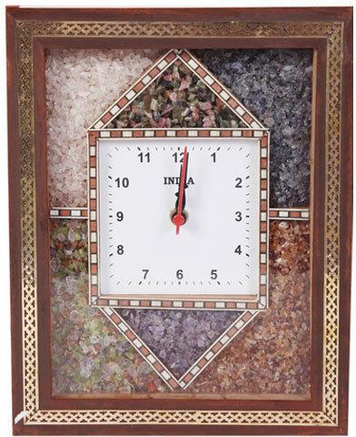Square Shaped Wooden Wall Clock, Color : Multicolor