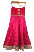 Gunthan Chhotu Gaji Silk Girls Designer Evening Gown, Color : Pink