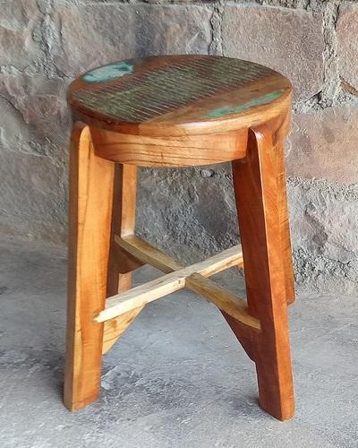 Reclaimed wood stool, Size : W32xD32xH45 cm