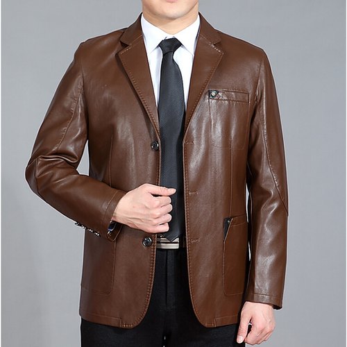 Men Leather Formal Coat