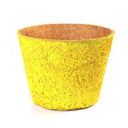 Round Yellow Color Coir Pot