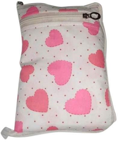 Printed Cotton Folding Pouch, Color : White Pink