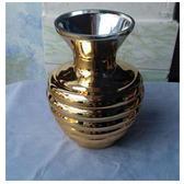 Golden Metallic Finish Glass Vase, for Decoration, Packaging Type : Box