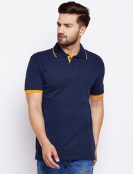 Half Sleeve Polo Neck Dark Blue T-Shirt