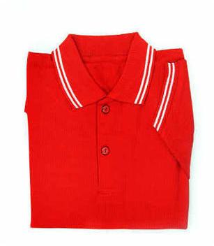 Red Cotton School Uniform T-Shirts, Pattern : Plain