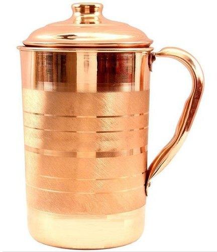 Round Copper Jug (1.5 Liter), for Serving Water, Feature : Durable, Good Quality, Shiny Look