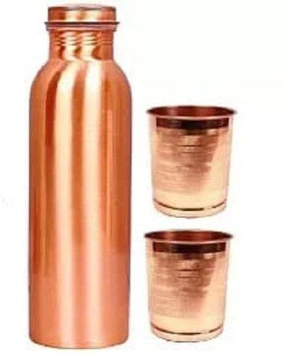 Copper Water Bottle & Glass Set, Storage Capacity : 1ltr