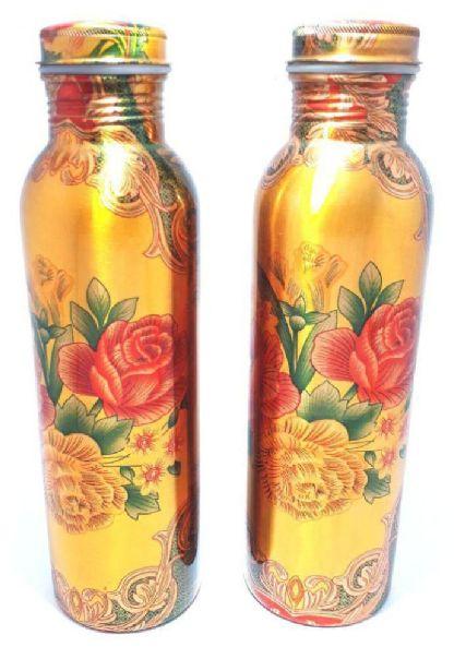 Printed Multicolored Copper Water Bottle, Storage Capacity : 1ltr