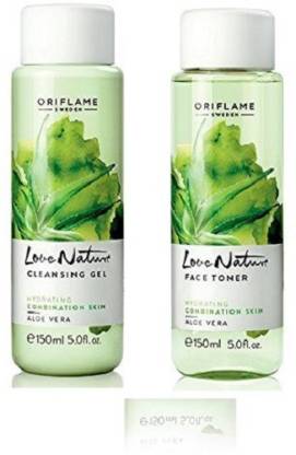 Oriflame Sweden Love Nature Cleansing Gel and Aloe Vera Face Toner Combo