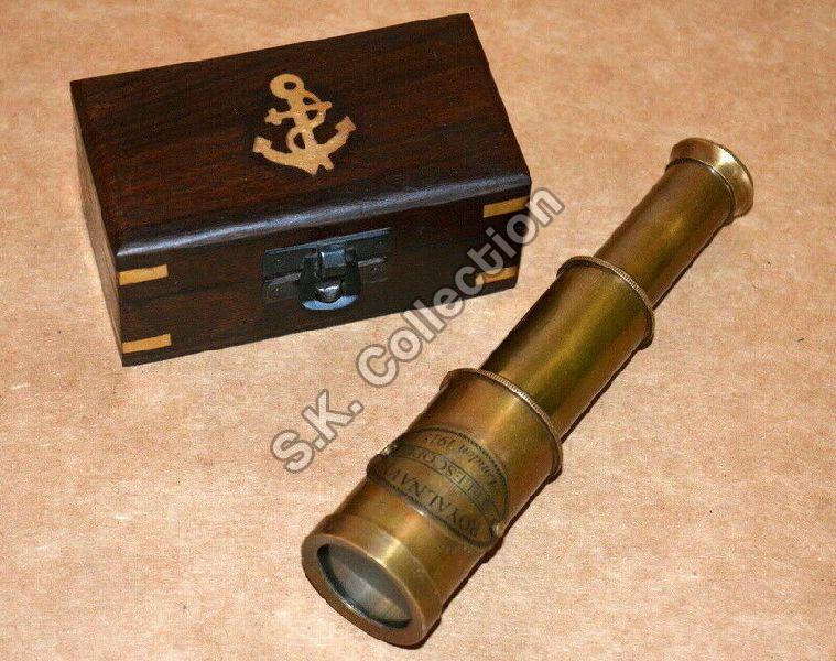 NAUTICAL HAND-MADE 6 INCHES SPY GLASS TELESCOPE WITH WOODEN BOX
