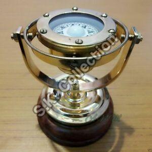 Brass Compass with Stand, Color : Golden