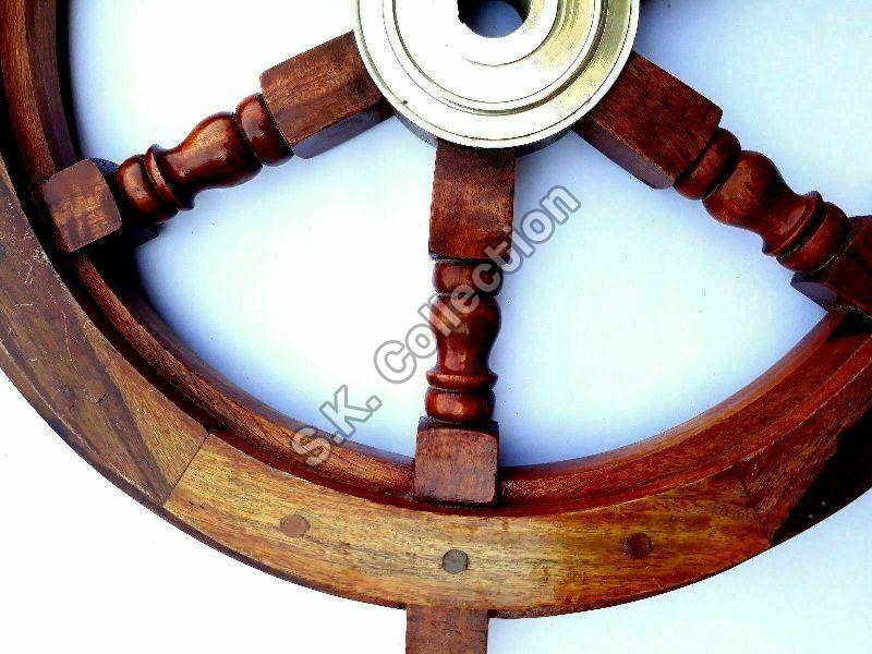 Details about   30" Nautical Ship Wheel With BRASS RING WOODEN DECORATIVE 