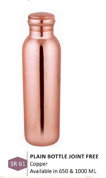 Copper Bottle Without Joint, Storage Capacity : 1Ltr