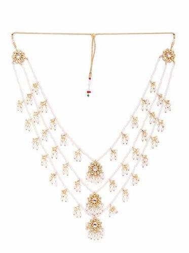 Beaded Three Layer Necklace, Color : Golden