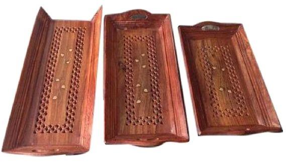 wood coffee trays set