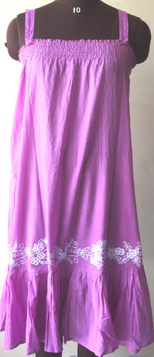 Woman Purple Plain Cotton Dress