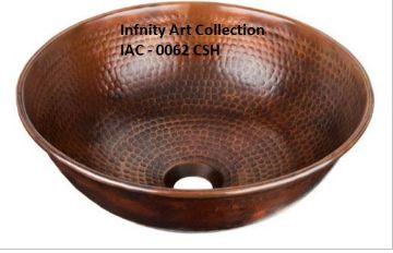 IAC–0062CSH Single Wall Hammered Copper Sink, for Kitchen Use, Feature : Durable, Shiny Look