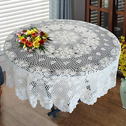 Round Crochet Table Cover, Technics : Crocheted