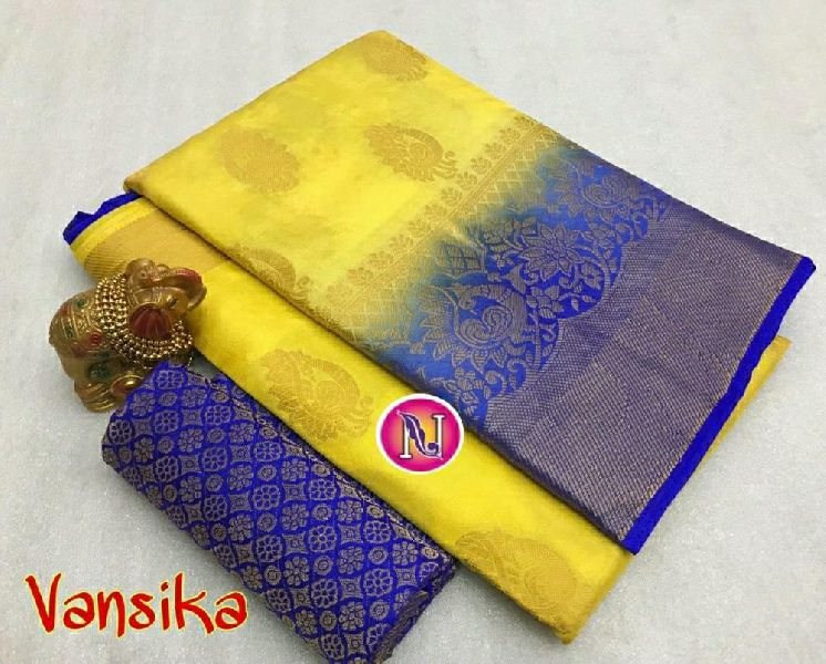 Nylon silk dying material Rich pallu sarees