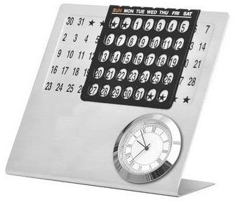Silver Calendar Clock