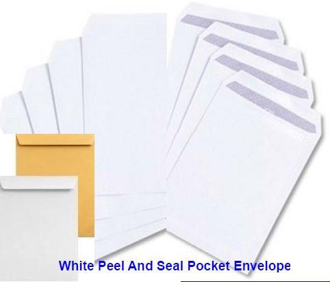White Peel and Seal Pocket Envelope, for Courier, Pattern : Plain
