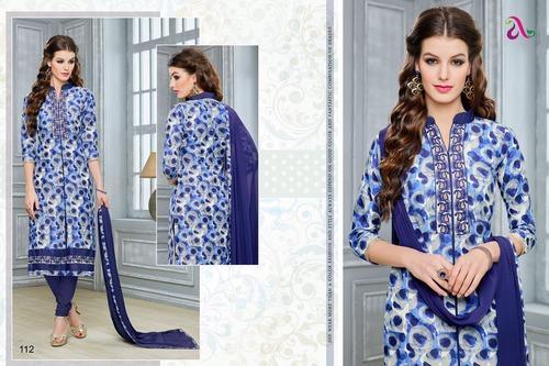 Chanderi Blue Casual Wear Salwar Suit