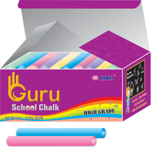 Kamal Plaster Of Paris (Gypsum) Guru Multicolor School Chalk, Color : Mix Colour