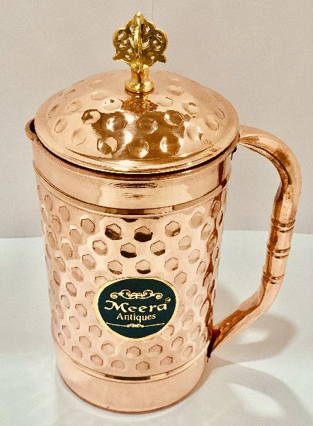 Round Copper Jug, for Serving Water, Feature : Shiny Look