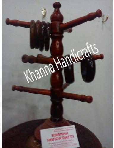 Printed Decorative Wooden Bangle Stand, Color : Brown