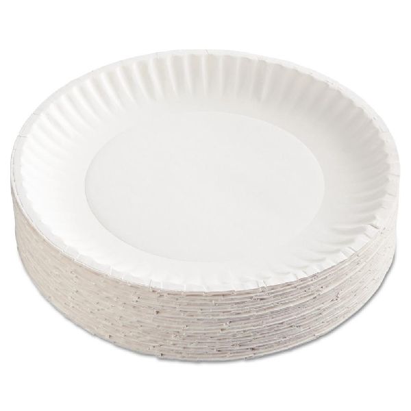 Round Disposable White Paper Plates, for Event, Party, Size : Standard