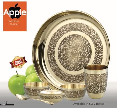 Apple Solid Brass Thali Set