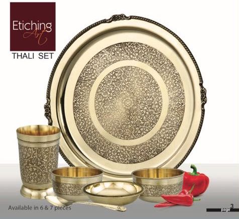 Etching Brass Thali Set