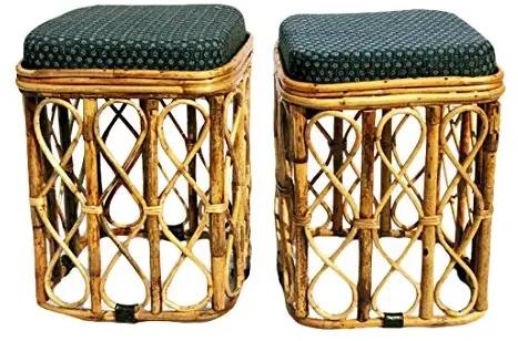 Non Polished Brown Cane Stool, for Home, Office, Restaurants, Shop, Size : 10x10x8Inch, 12x12x10Inch