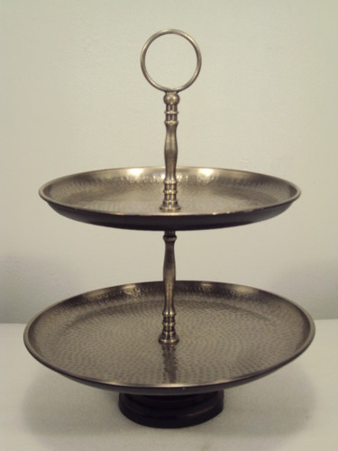 Round Polished Aluminium 2 Tier Cake Stand, Feature : Corrosion Proof, Premium Quality, Shiny Look