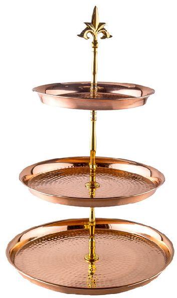 Round 3 Tier Copper Cake Stand, for Hotel, Restaurant, Bar, Size : Multisize