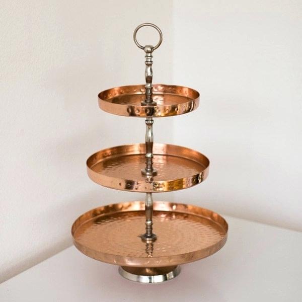 Round 3 Tier Copper Cake Stand, for Hotel, Restaurant, Bar, Size : Multisize