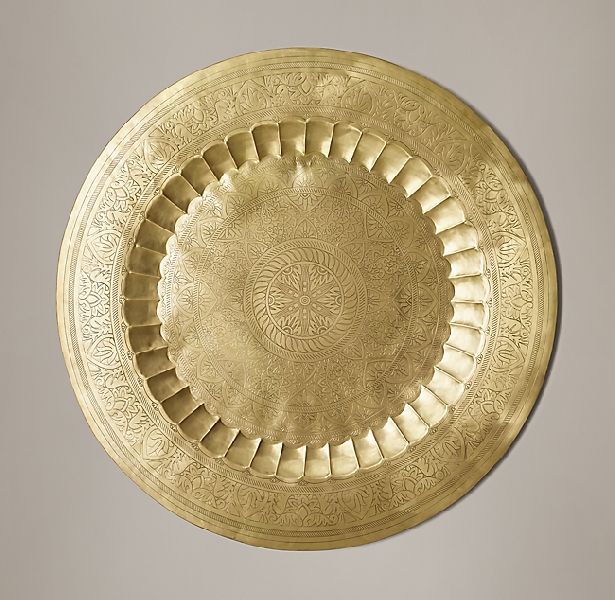 Polished Brass Antique Charger Plate, Size : 24inches