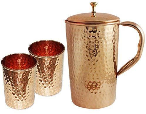 Copper Jug With Two Glass Set, for Serving Water, Water Storage, Feature : Crack Proof, Durable, Eco Friendly