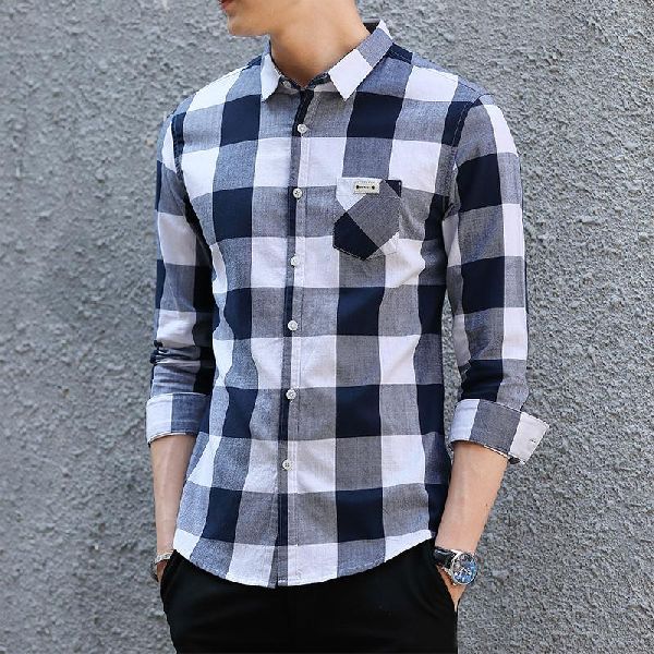 Cotton Checked mens shirts, Feature : Anti-Shrink, Anti-Wrinkle, Breathable, Eco-Friendly