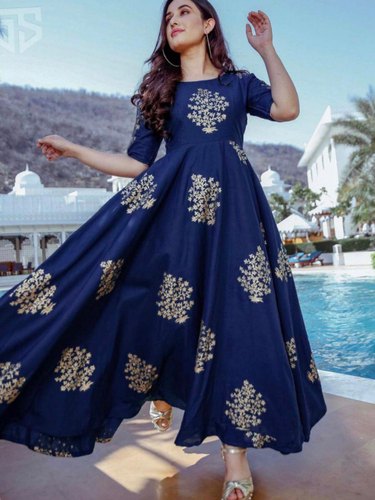 Ladies Designer Printed Anarkali Dress, Size : xl, xxl