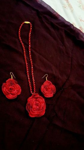 Fabric Pendant Necklace Set