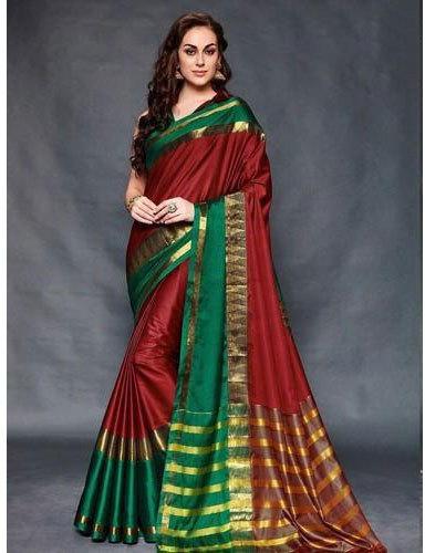 Wedding Wear Stylish Cotton Silk Saree, 6.3 m (with blouse piece