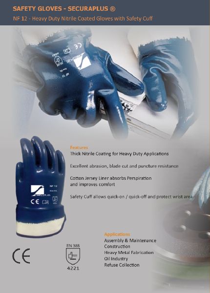 Nitrile dipped safety gloves NF12, Size : XL