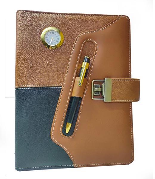 2 fold diary cover with pen and watch