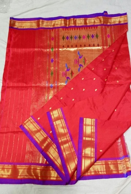 Red Silk Paithani Sarees, Occasion : Party Wear