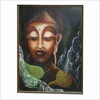 Fine Wood Buddha Handmade Oil Painting, for Wall Decoration, Home Decoration, Pooja Room Decoration