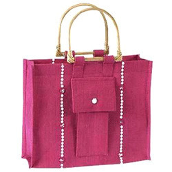 Pink Plain Jute Gift Bags