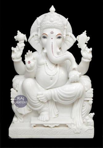 Raj Creations Marble Ganesha Statue, Color : White