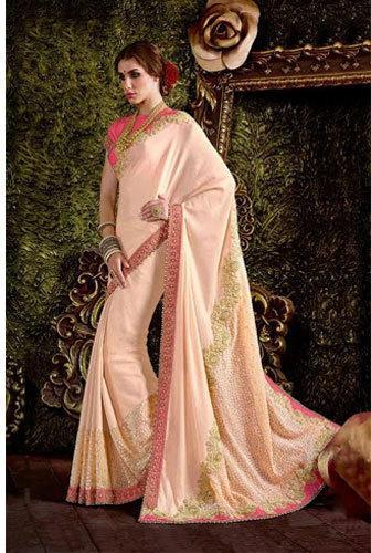 Chanderi Ladies Saree, for Anti-Wrinkle, Comfortable, Easily Washable, Embroidered, Impeccable Finish